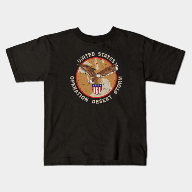 Desert Storm Vintage Badge Kids T-Shirt by Distant War